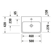 Duravit Vasque Qatego 50x42 cm, blanc, sans robinet, avec trop-plein, trou robinet-4