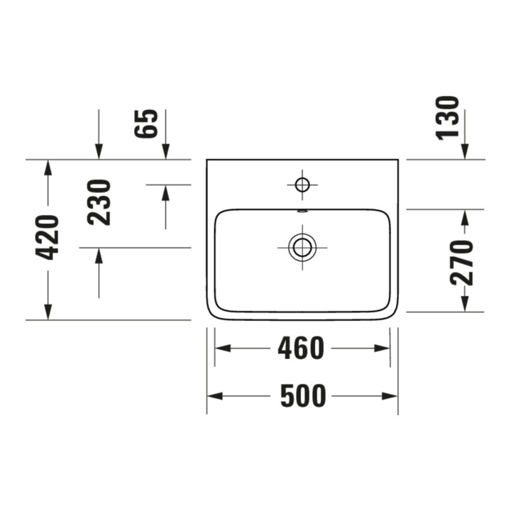 Duravit Vasque Qatego 50x42 cm, blanc, sans robinet, avec trop-plein, trou robinet