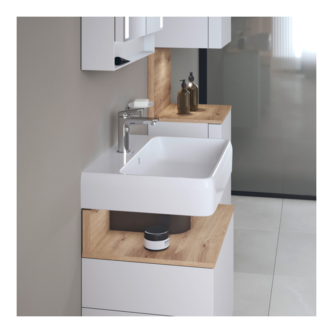 Duravit Vasque Qatego 60x47 cm, blanc hgl, avec trou robinet, trop-plein, perçage robinet