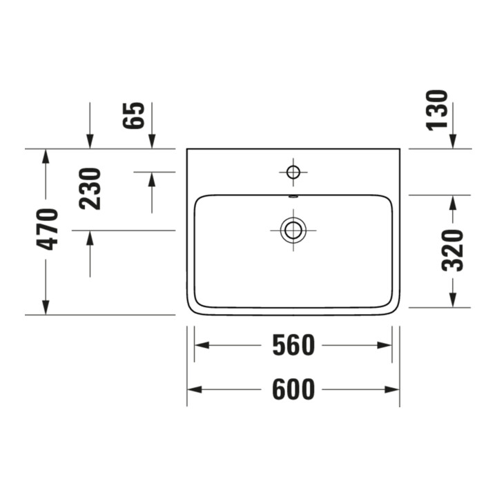 Duravit Vasque Qatego 60x47 cm, blanc hgl, avec trou robinet, trop-plein, perçage robinet