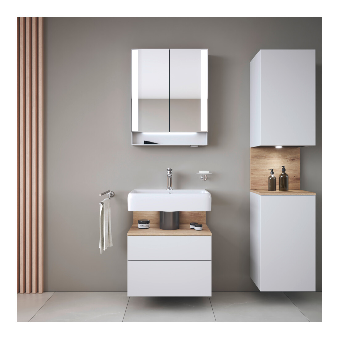 Duravit Vasque Qatego 60x47 cm, blanc hgl, avec trou robinet, trop-plein, perçage robinet