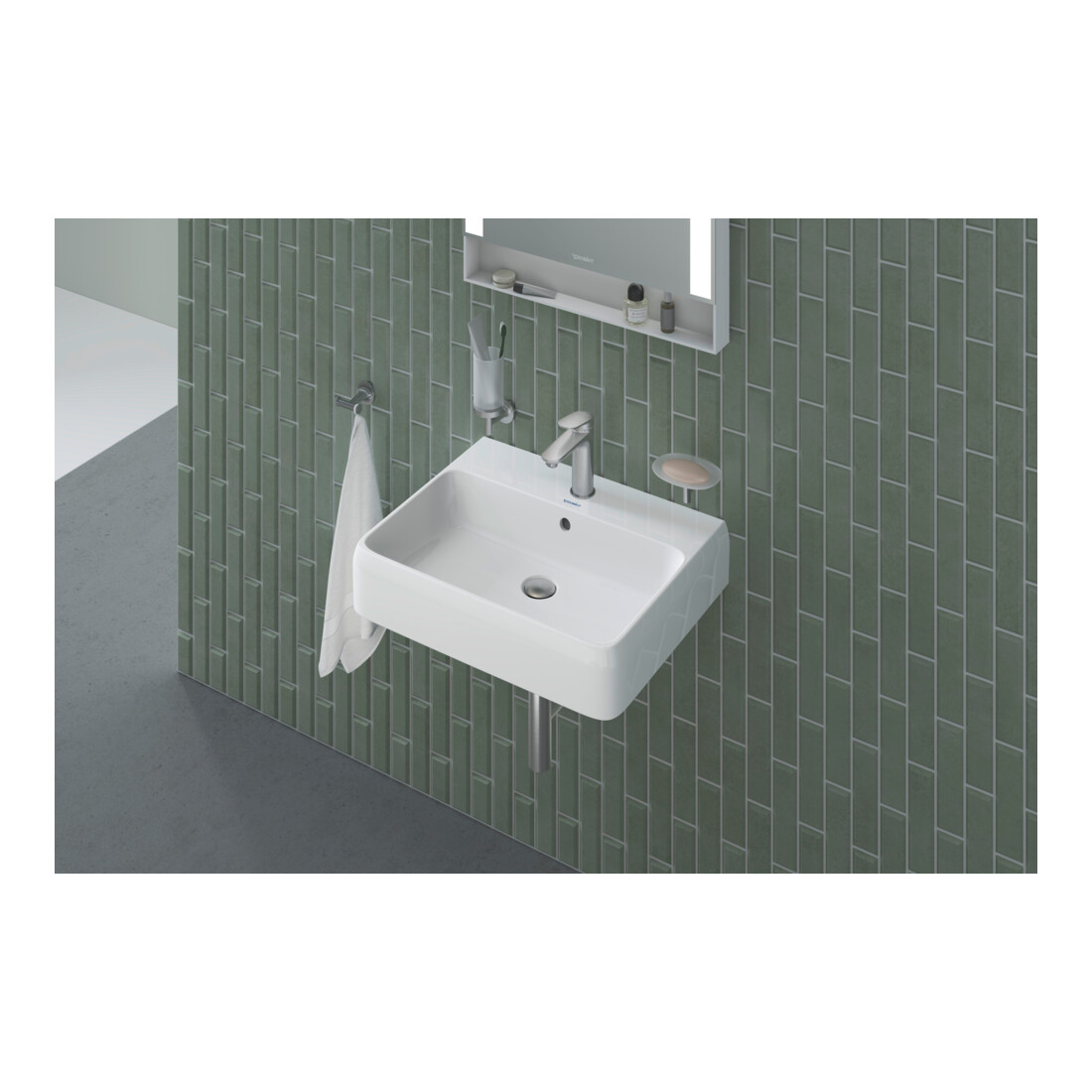 Duravit Vasque Qatego 60x47 cm, blanc hgl, avec trou robinet, trop-plein, perçage robinet