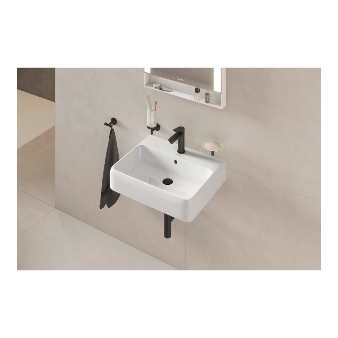 Duravit Vasque Qatego 60x47 cm, blanc hgl, avec trou robinet, trop-plein, perçage robinet