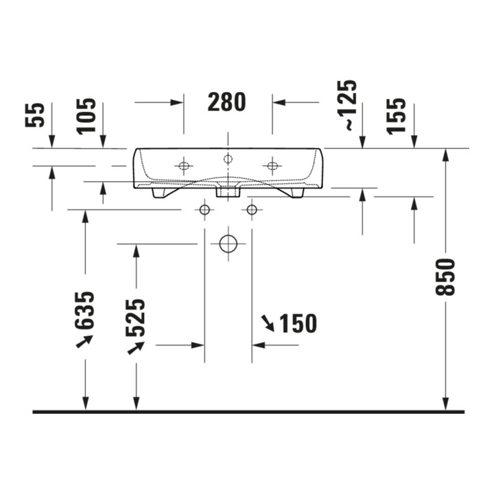 Duravit Vasque Qatego 60x47 cm, blanc hgl, avec trou robinet, trop-plein, perçage robinet