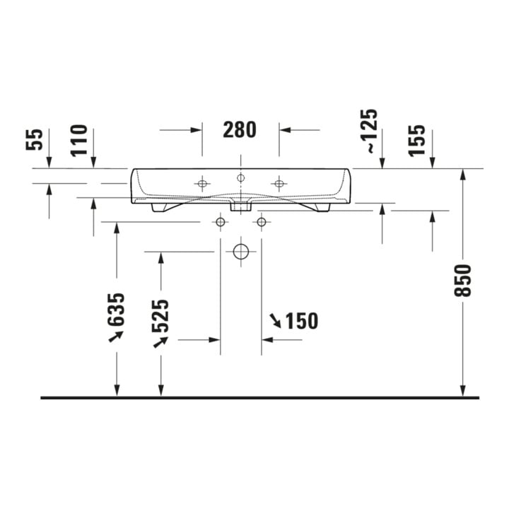 Duravit Vasque Qatego 80x47 cm, blanc brillant, avec trop-plein et trou robinet