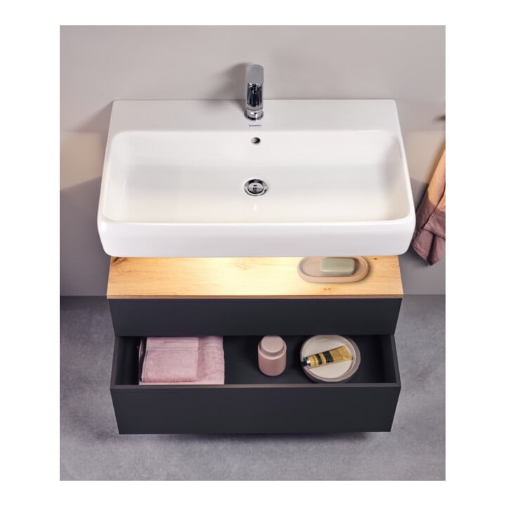 Duravit Vasque Qatego 80x47 cm, blanc brillant, avec trop-plein et trou robinet