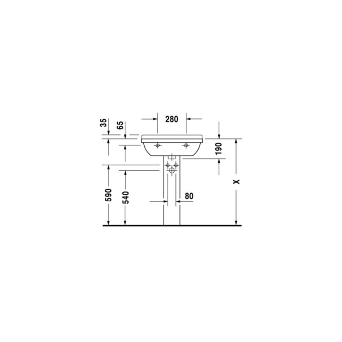 Duravit Vasque Starck 3 60x45 cm, blanc, m HL, ÜL, plan robinetterie