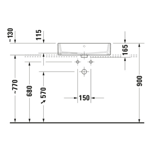 Duravit Vero Air lavabo à poser 60x47 cm, avec trop-plein, HLP, avec trou robinet, blanc