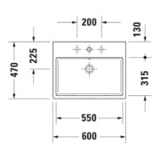 Duravit Vero Air lavabo à poser 60x47 cm, avec trop-plein, HLP, avec trou robinet, blanc-4