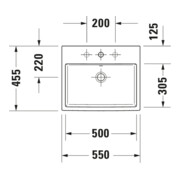 Duravit Vero Air lavabo encastré 55x45,5 cm, blanc, sans trop-plein, avec trou robinetterie-2
