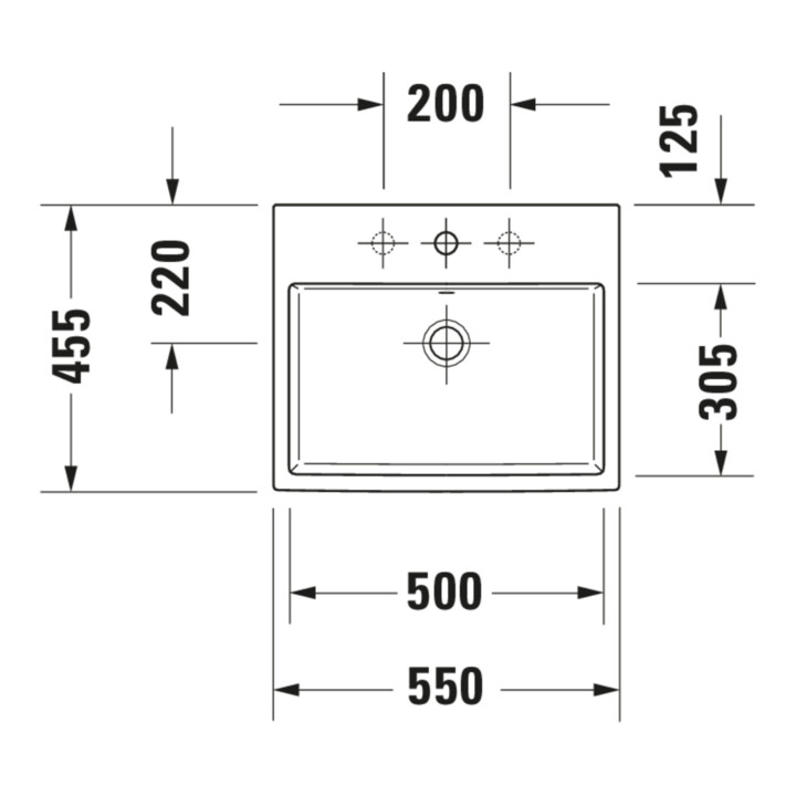 Duravit Vero Air lavabo encastré 55x45,5 cm EB à gauche, avec trop-plein, 1 trou, blanc