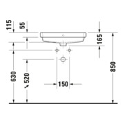 Duravit Vero Air lavabo encastré 55x45,5 cm EB à gauche, avec trop-plein, 1 trou, blanc-4