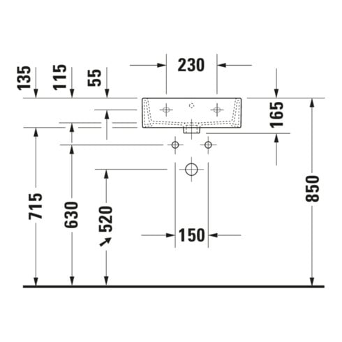 Duravit Vero Air Meuble lavabo 45x35 cm, avec trop-plein, sans trou de robinet, blanc