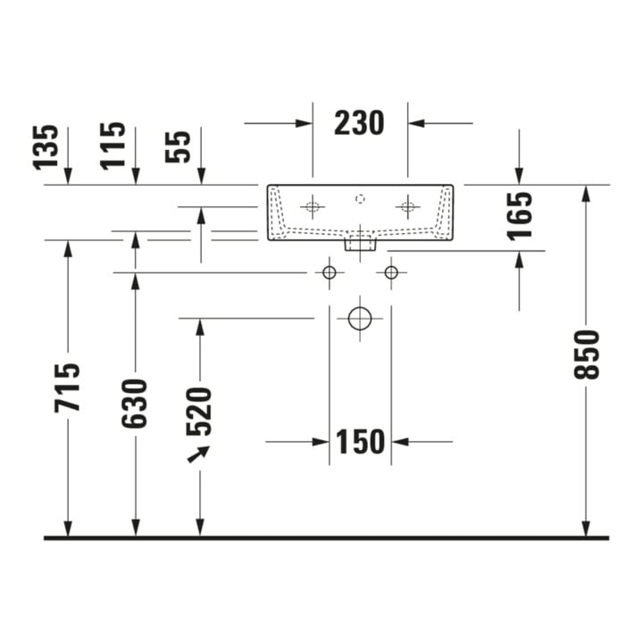 Duravit Vero Air Meuble lavabo 45x35 cm, avec trop-plein, sans trou de robinet, blanc