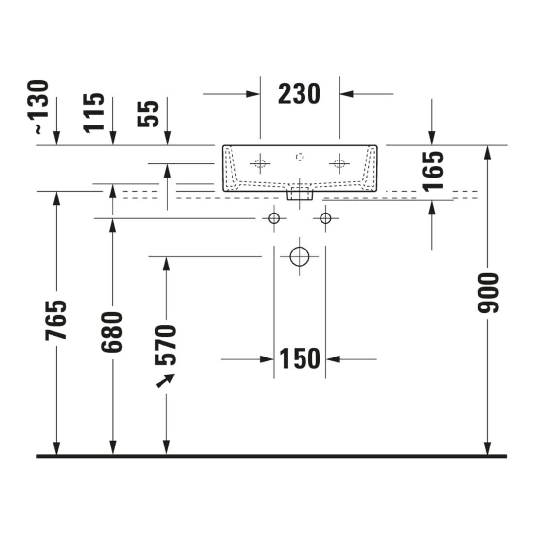 Duravit Vero Air Meuble lavabo 45x35 cm, avec trop-plein, sans trou de robinet, blanc