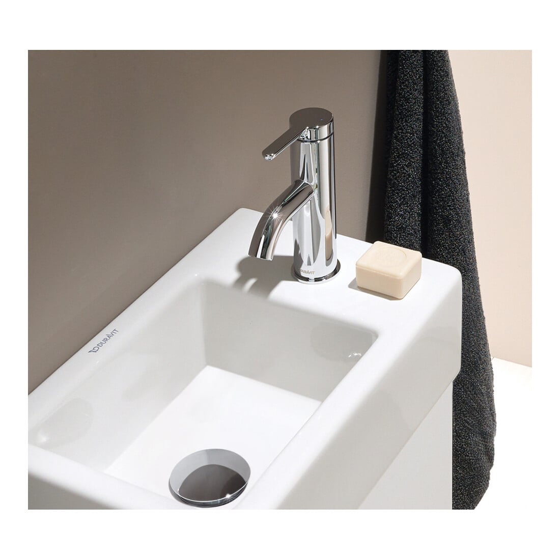 Duravit Vero Air Meuble lavabo main 38x25 cm, trop-plein à droite, sans robinet, blanc