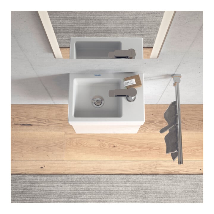 Duravit Vero Air Meuble lavabo main 38x25 cm, trop-plein à droite, sans robinet, blanc