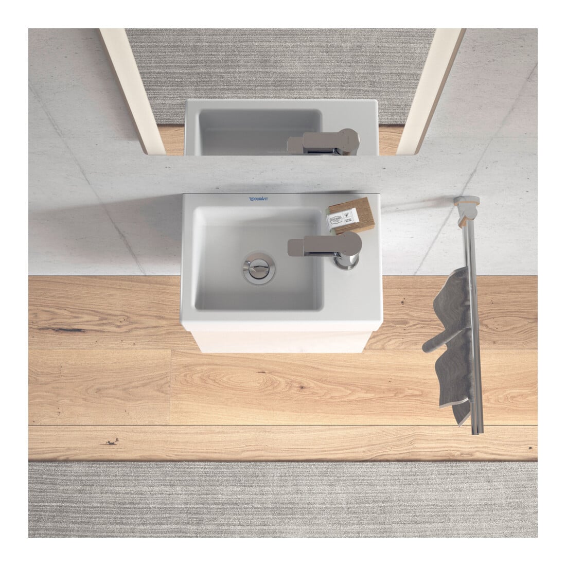 Duravit Vero Air Meuble lavabo main 38x25 cm, trop-plein à droite, sans robinet, blanc