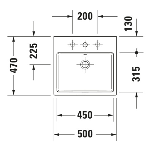 Duravit Vero Air vasque à poser biseautée 50x47 cm, avec trop-plein, HLP, avec trou de robinet, blanc