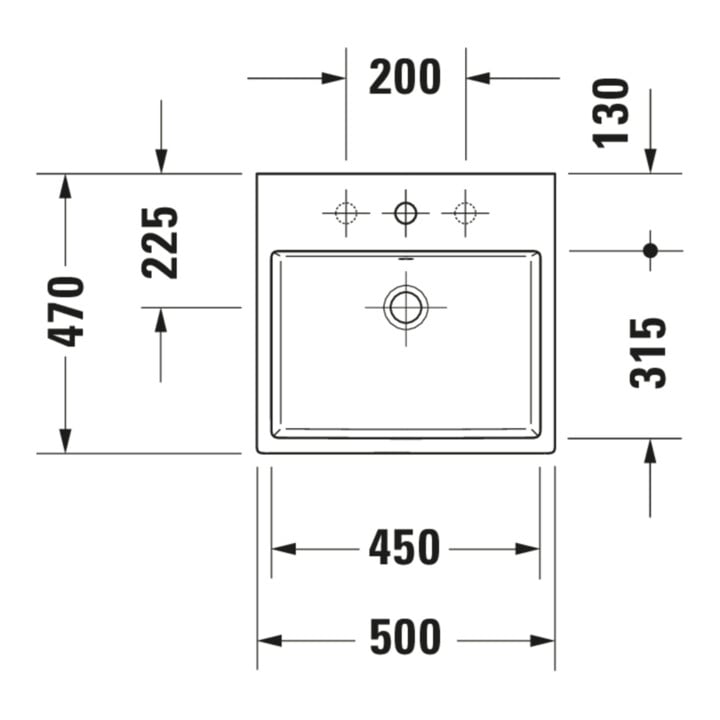 Duravit Vero Air vasque à poser biseautée 50x47 cm, avec trop-plein, HLP, avec trou de robinet, blanc