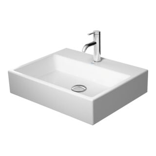 Duravit Vero Air vasque à poser biseautée 60x47 cm, sans trop-plein, avec trop-plein, avec perçage, blanc