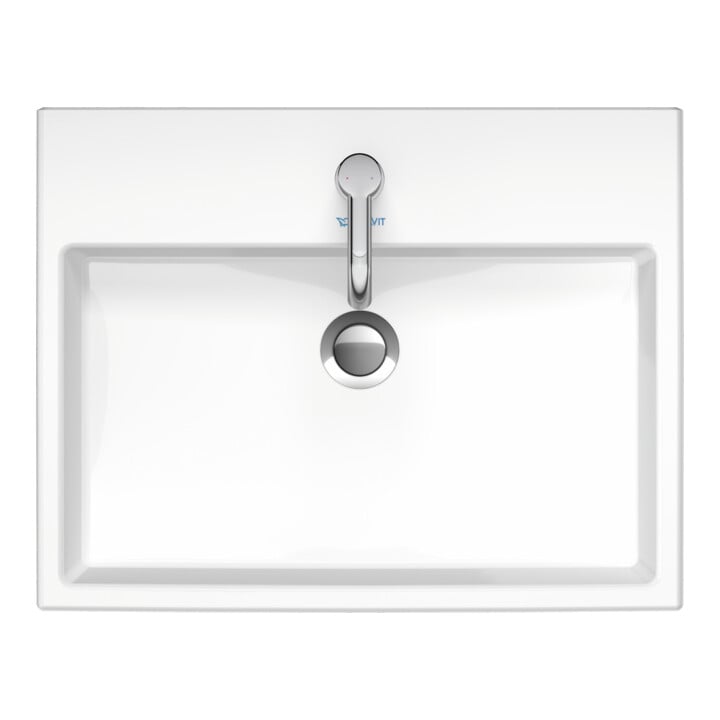 Duravit Vero Air vasque à poser biseautée 60x47 cm, sans trop-plein, avec trop-plein, avec perçage, blanc