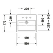 Duravit Vero Demi-lavabo encastré 55x47 cm, EB v ob, m HL, ÜL, HLB, blanc-4