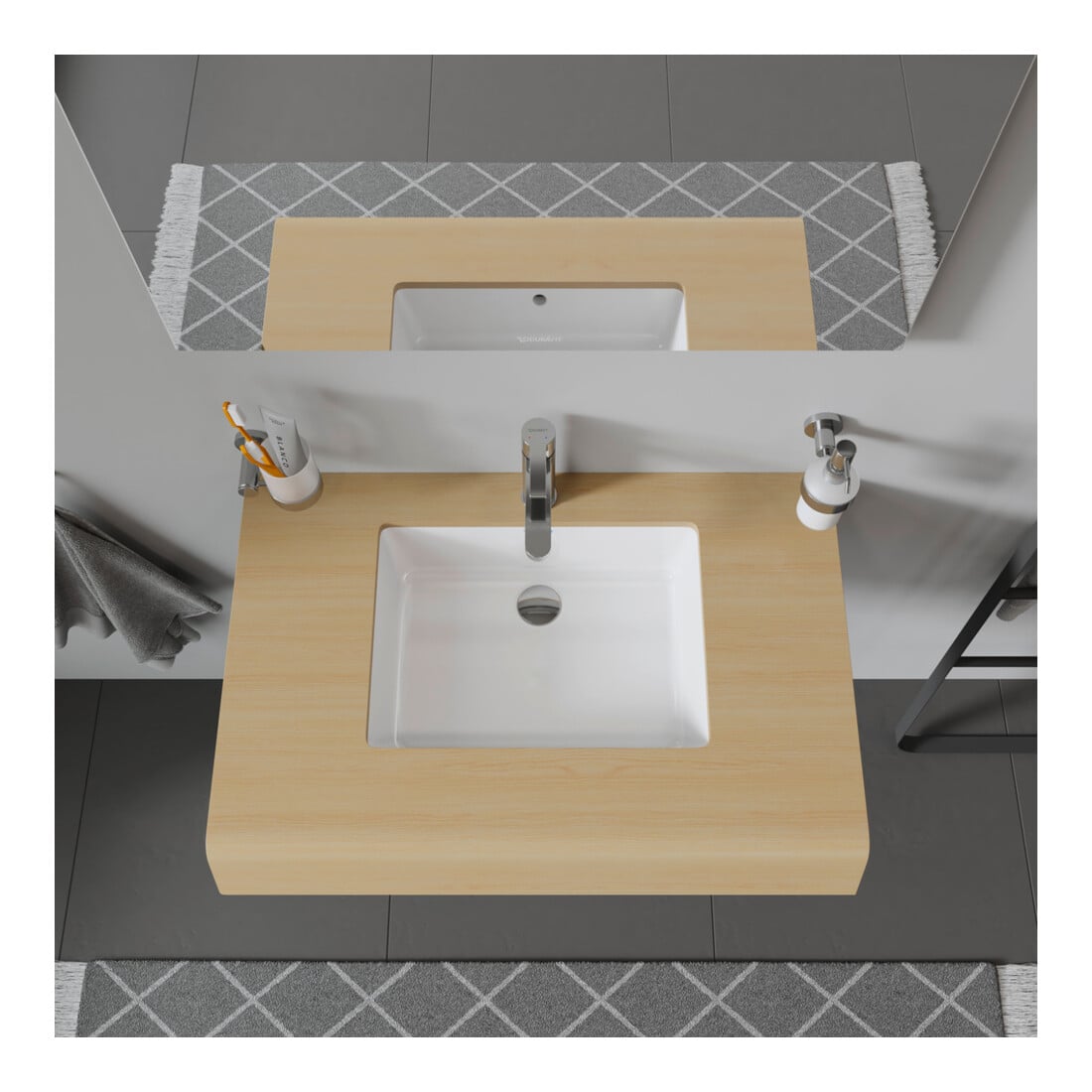 Duravit Vero Lavabo encastré 43x31,5 cm, EB bas, sans trou robinet, avec trop-plein, blanc