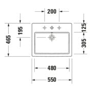 Duravit Vero lavabo encastré 55x46,5 cm, blanc, EB v ob, m HL, ÜL, HLB-2
