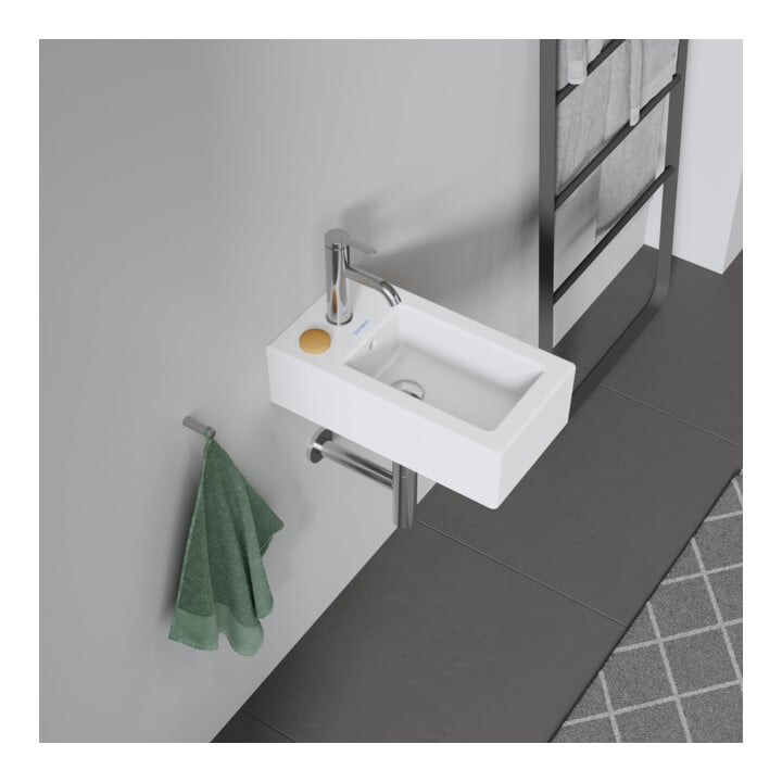 Duravit Vero Lavabo mural 25x45 cm, avec trop-plein, trou robinet, blanc