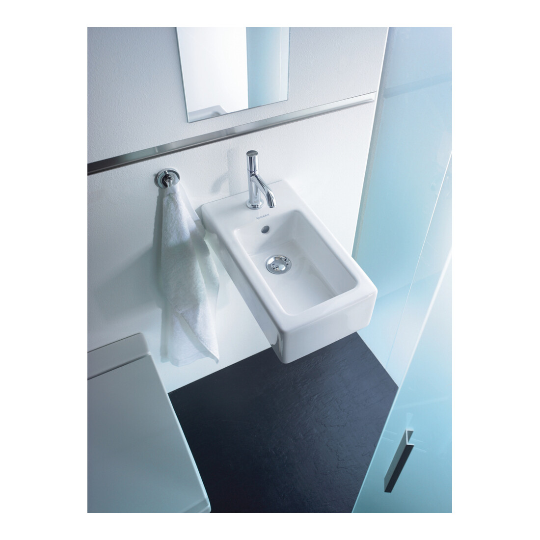 Duravit Vero Lavabo mural 25x45 cm, avec trop-plein, trou robinet, blanc
