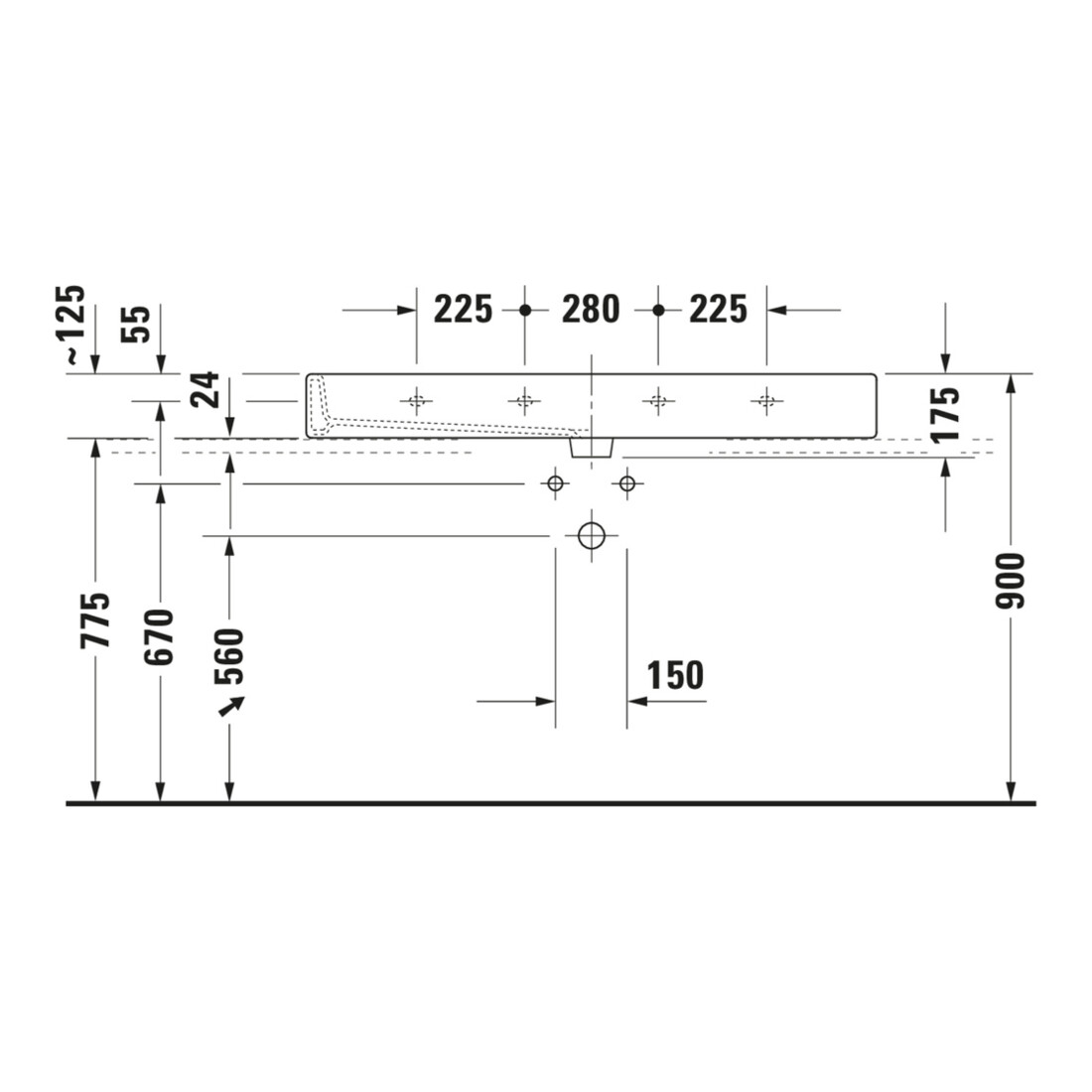 Duravit Vero Meuble lavabo fermé, avec trou robinet, 120x47cm, blanc