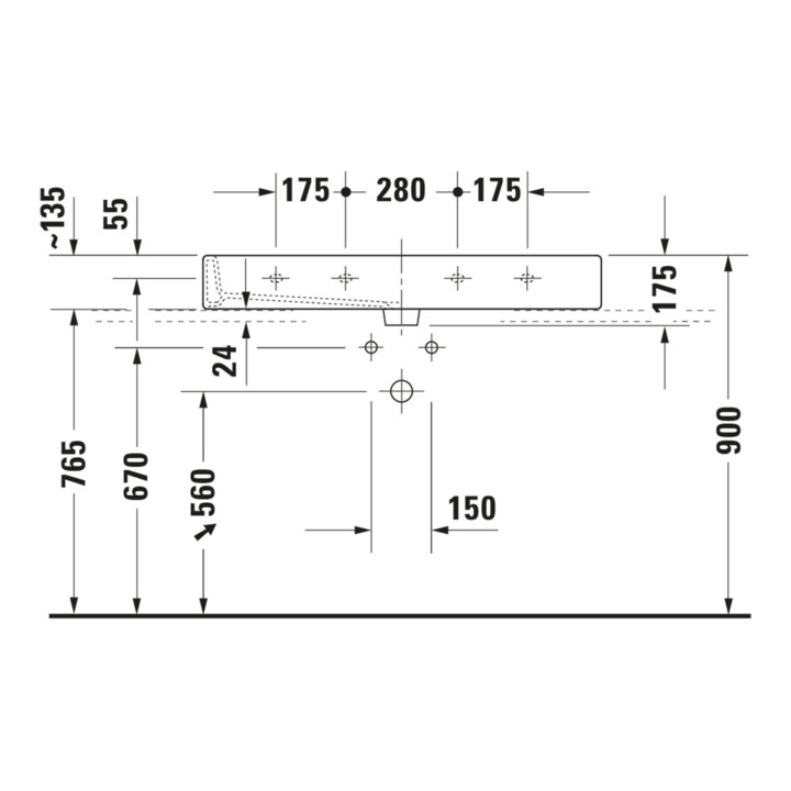 Duravit Vero Meuble lavabo fermé, coudé, H-I-P 100x47 cm, blanc
