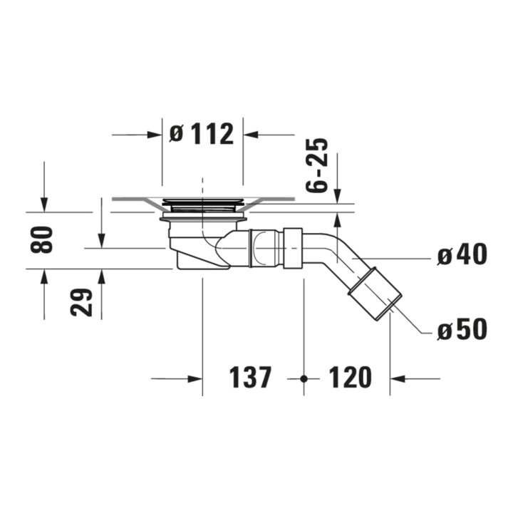 Duravit Vidage de bac à douche Diamètre 9 cm, sortie horizontale