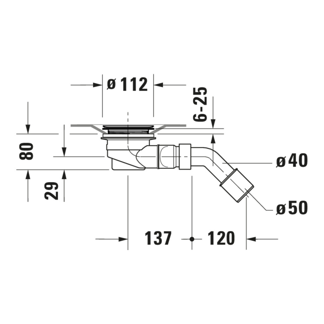 Duravit Vidage de bac à douche Diamètre 9 cm, sortie horizontale