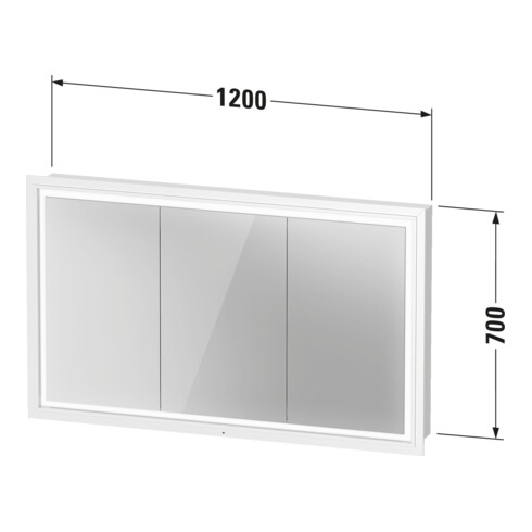 Duravit Vis pour panneau avec butée de porte L-Cube LED, 120x70x15,5 cm, blanc mat