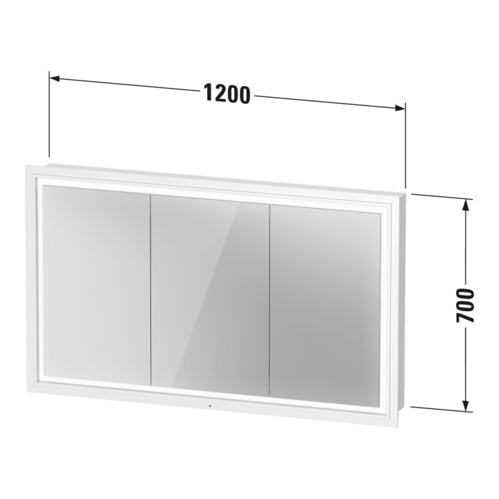 Duravit Vis pour panneau avec butée de porte L-Cube LED, 120x70x15,5 cm, blanc mat
