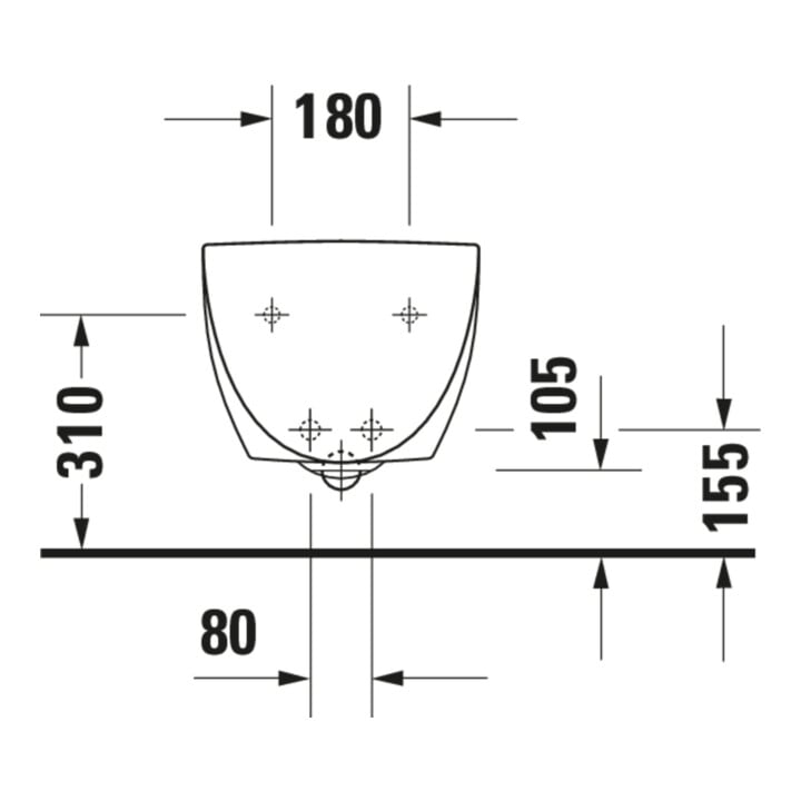 Duravit Wand-Bidet Architec 36,5x58cm, m HL, ÜL, Hahnlochbank, weiß