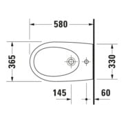 Duravit Wand-Bidet Architec 36,5x58cm, m HL, ÜL, Hahnlochbank, weiß-4