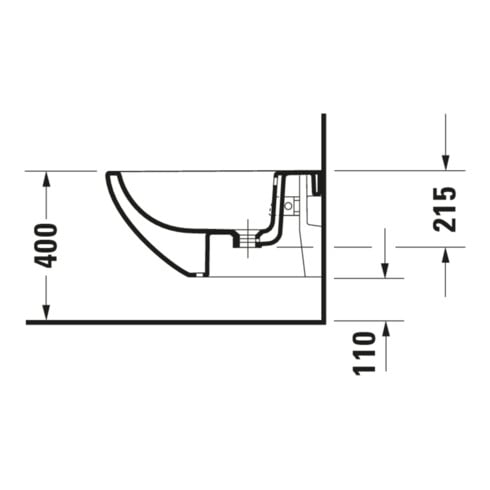 Duravit Wand-Bidet Architec 36,5x58cm, m HL, ÜL, Hahnlochbank, weiß
