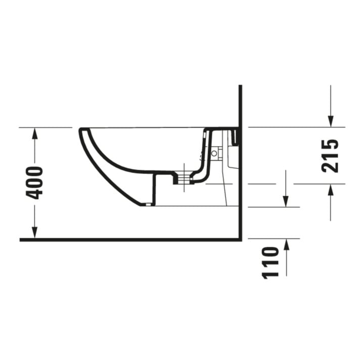 Duravit Wand-Bidet Architec 36,5x58cm, m HL, ÜL, Hahnlochbank, weiß