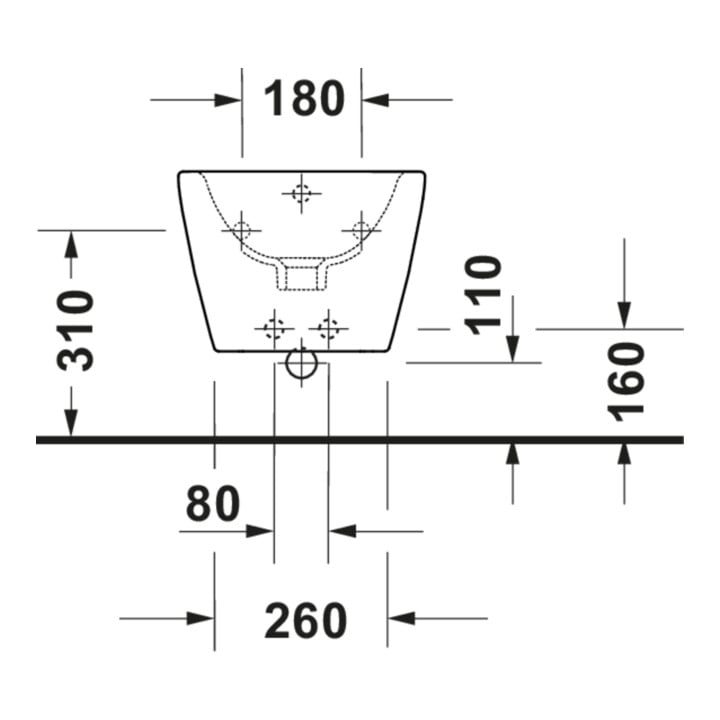 Duravit Wand-Bidet D-Code 36x54cm, mit Hahnloch, Überlauf, weiß