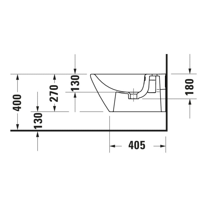 Duravit Wand-Bidet D-Code 36x54cm, mit Hahnloch, Überlauf, weiß