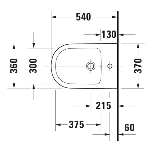 Duravit Wand-Bidet D-Code 37x54cm, mit Hahnloch, Überlauf, weiß