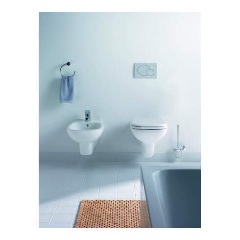 Duravit Wand-Bidet D-CODE mit Überlauf, Hahnlochbank, 355 x 545 mm, 1 Hahnloch weiß