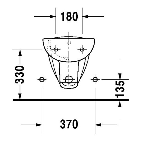Duravit Wand-Bidet D-CODE mit Überlauf, Hahnlochbank, 355 x 545 mm, 1 Hahnloch weiß