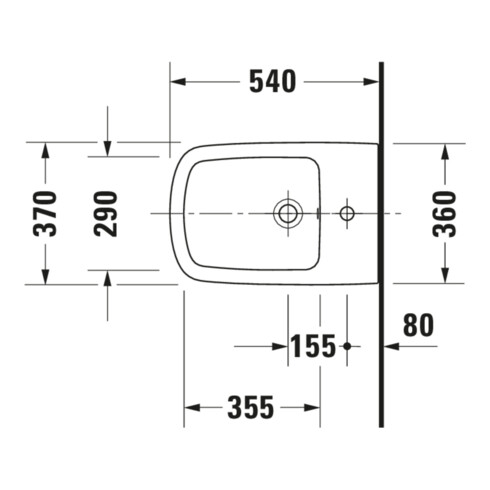 Duravit Wand-Bidet DuraStyle 37x54cm, m HL, ÜL, Hahnlochbank, weiß