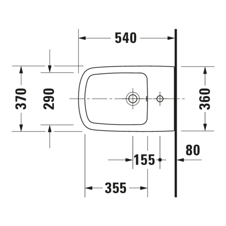 Duravit Wand-Bidet DuraStyle 37x54cm, m HL, ÜL, Hahnlochbank, weiß