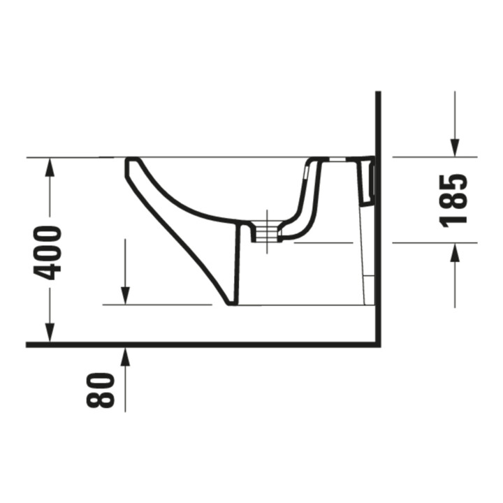 Duravit Wand-Bidet DuraStyle 37x54cm, m HL, ÜL, Hahnlochbank, weiß