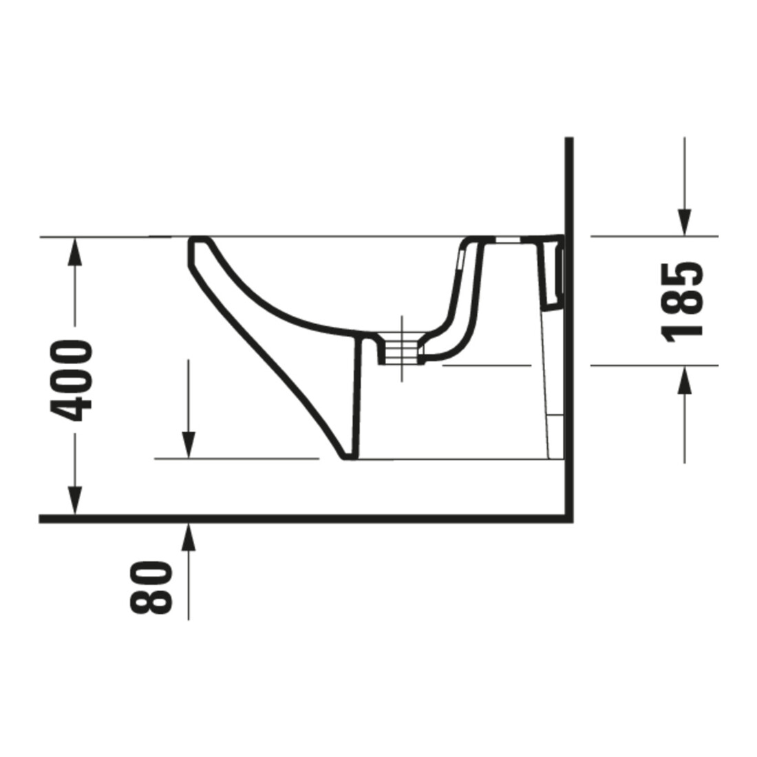 Duravit Wand-Bidet DuraStyle 37x54cm, m HL, ÜL, Hahnlochbank, weiß